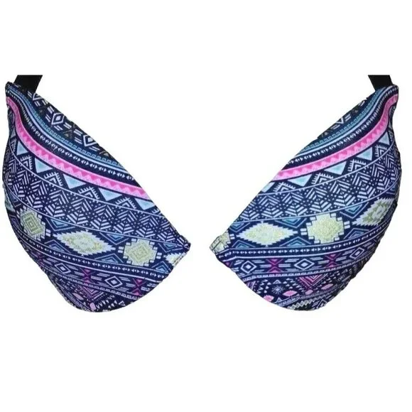 Arizona Women's Padded Push Up Halter Bikini Bra Top Size L Strip - Picture 2 of 11